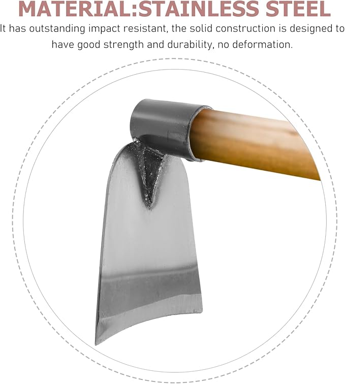 balacoo Hoe Farm Tool - Stainless Steel Gardening Hoe for Digging Weeding and Soil Loosening 6.1X5.11X2.16 Inches Ideal for Gardeners and Outdoor Enthusiasts