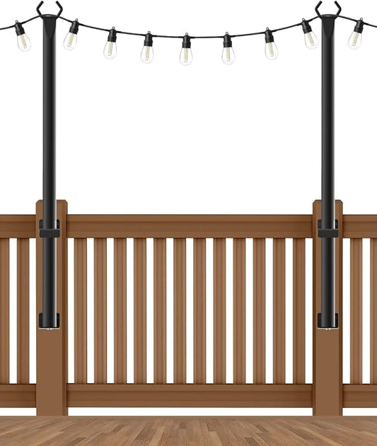 2 Pack String Light Poles,5Ft Metal Poles for Outdoor String Lights,Outdoor Light Poles with Post,Poles/Stand for Outside,Patio,Deck,Backyard,Garden Wedding,Party