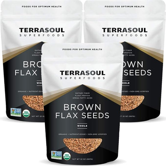 Terrasoul Superfoods Organic Brown Flax Seeds, 6 Lbs (3 Pack)