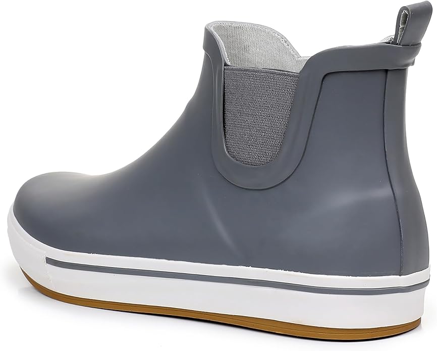 WTW Womens Rain Boots Deck Boots for Men - Lightweight Waterproof Rubber Fishing Rain Shoes with High Traction for Gardening Camping