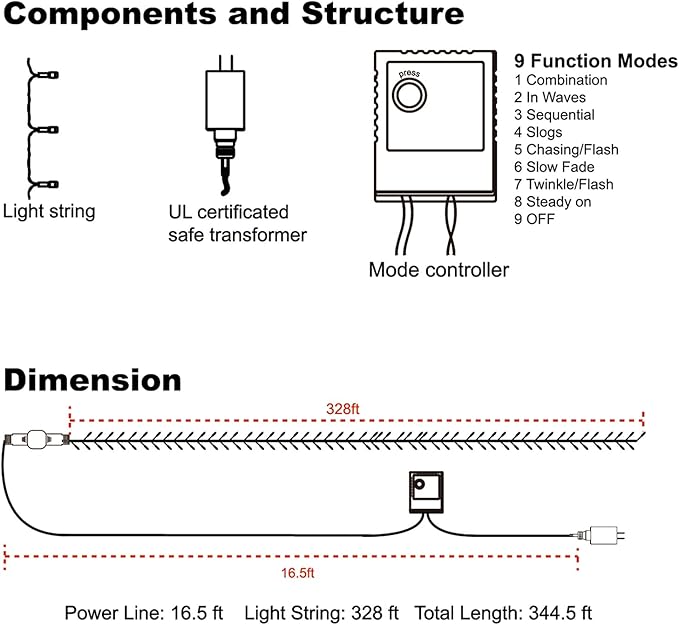 WATERGLIDE 1000 LED Halloween String Lights, 328 FT Green Wire LED Decorative Fairy Lights with Remote & 8 Modes, Waterproof for Indoor Outdoor Xmas Holiday Party Garden Wedding Home Decor, Purple