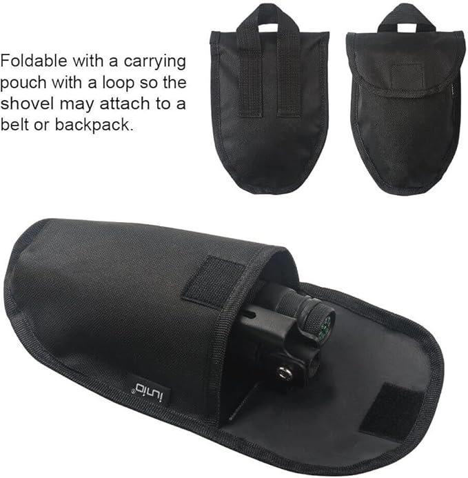 iunio Camping Shovel,Shovel Folding, Portable, Multitool, Foldable Entrenching Tool, Collapsible Spade, for Backpacking, Trenching, Hiking, Survival, Car Emergency