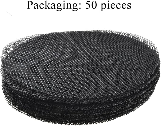 HAHIYO 50PCs 4Inch/10Cm Black Round Glassfibre Flower Pot Hole Mesh Pad Bottom Grid Mat Bonsai Drainage mesh Hole Screens Gasket Prevent Soil Loss Breathable Gasket Drainage Netting for Bonsai