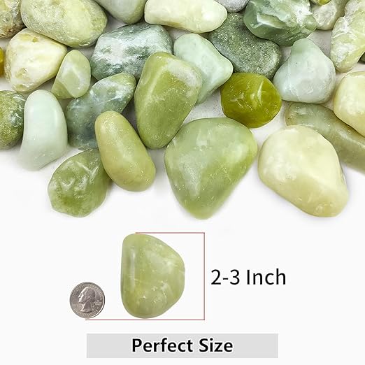 5lbs Jade Pebbles for Indoor Plants, 2-3 Inch Natural River Rocks, High Polished Decorative Stones Vase Filler Fish Tank Aquariums Landscaping Garden Outdoor and Indoor DIY
