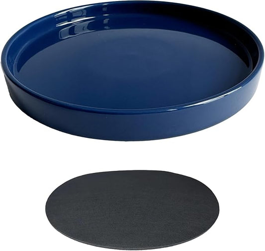 Ceramic Plant Saucer Blue Deep Glazing Pot Tray - 15 inch1 Pack, Planter Saucers Water Drip Trays for Indoors Outdoor, Thick Durable Sturdy Flower Pot Saucers for Glazing Pots Base, (15"/13.5"-Size)