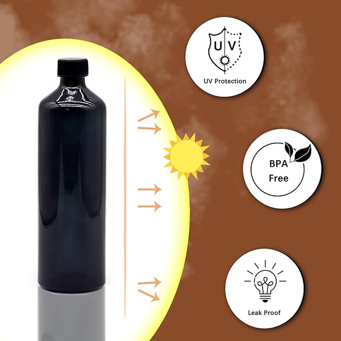 OFFIDIX Glass Spray Bottles for Cleaning,16 OZ 2 Pack Continuous Empty Water Mister Spray Bottles for Hair,Plants Mister,Adjustable Nozzle,Black