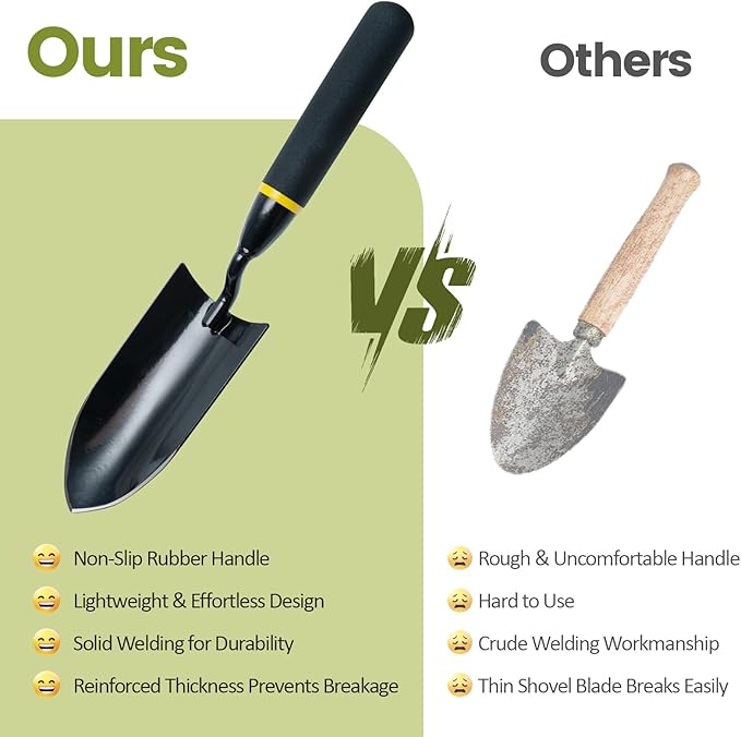 2 Pcs Garden Tool Set, Heavy Duty 2 in 1 Garden Hoe and V-Shaped Garden Trowel, Durable Gardening Hand Tools for Weeding, Loosening Soil, Transplanting