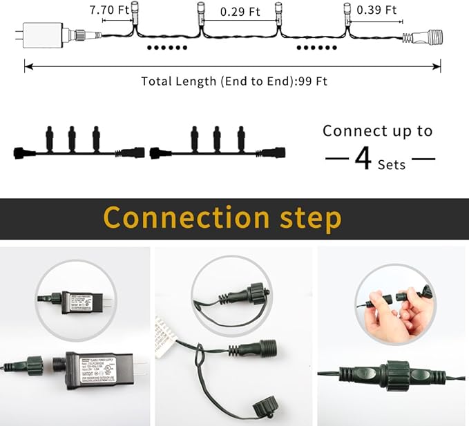 XTF2015 105ft 300 LED Christmas String Lights, End to End Plug 8 Modes Christmas Lights UL Certified Outdoor Indoor Fairy Light Christma s Tree, Patio, Garden, Party, Wedding, Holiday (Blue)