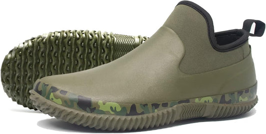 Unisex Waterproof Garden Shoes Ankle Rain Boots Mud Muck Rubber Slip-On Footwear with Comfort Insole for Women Men