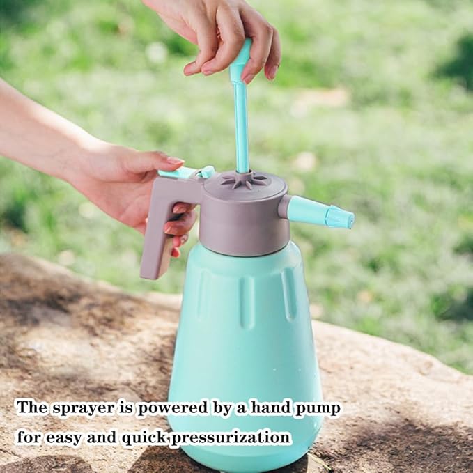 Handheld Garden Pump Sprayer, 0.5Gallon/68oz Garden & Lawn Pressure Spray Bottle with Safety Value & Adjustable Nozzle for Plant Spraying/Home Cleaning/Car Washing 2L Capacity (Turquoise)