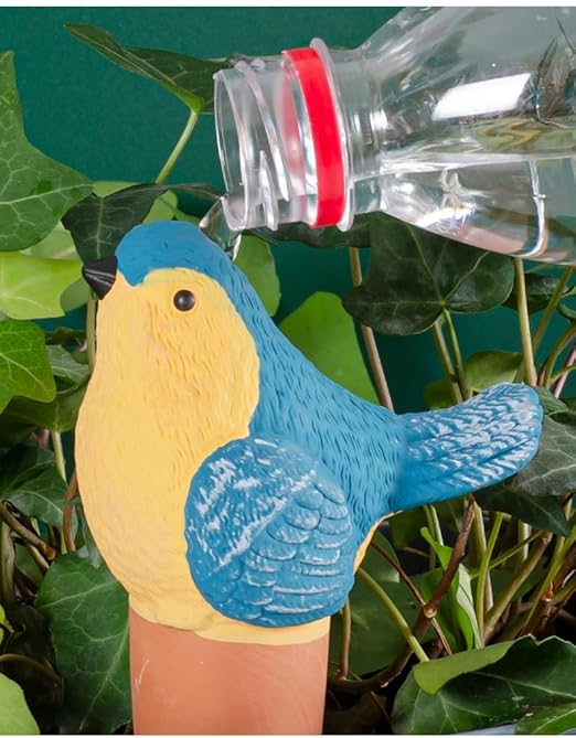 4 Pcs Bird Shape Plant Watering Globes, Terracotta Watering Spikes Suitable for Indoor and Outdoor, Vacation Self Watering Planter Insert (Bird)