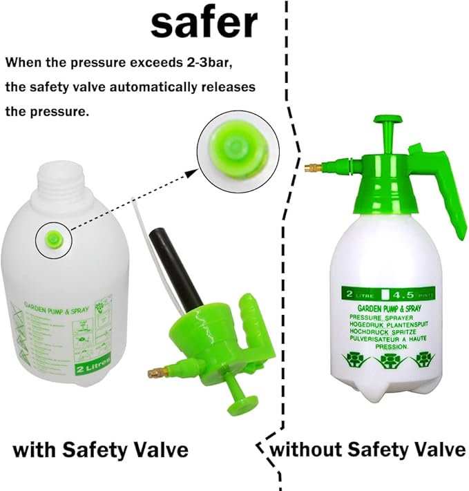 JoyTube Garden Pump Sprayer 68 oz/0.5 Gallon Hand Held Pressure Bottle Brass Adjustable Nozzle Large Capacity Water Weed Flower Plant Mister Lawn Home Washing Spray 2L with Safety Valve(Green)