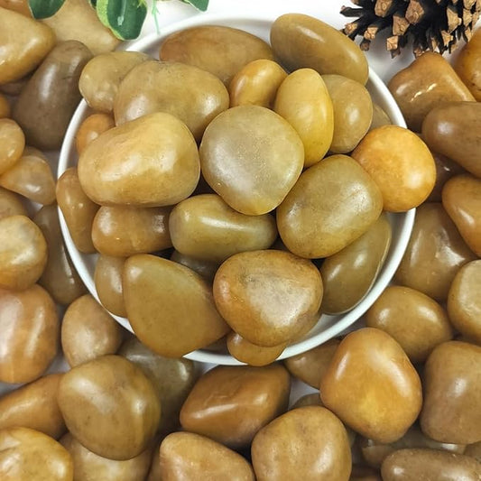 20lbs Yellow River Rocks for Landscaping, 1-2 Inch Natural Pebbles for Indoor Plants, High Polished Decorative Stones Vase Filler Fish Tank Aquariums Garden