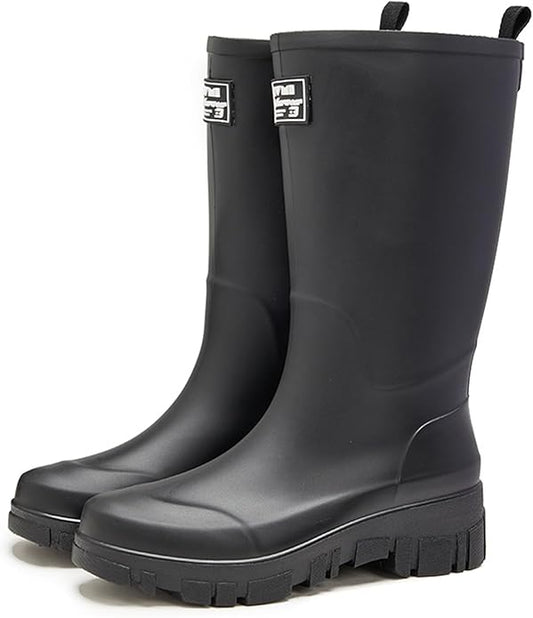 Nutropa Waterproof Mid Calf Women Rain Boots Lightweight Comfortable Wide Calf Garden Shoes