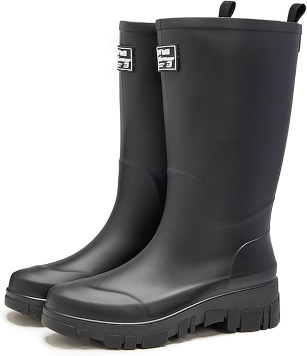 Nutropa Waterproof Mid Calf Women Rain Boots Lightweight Comfortable Wide Calf Garden Shoes