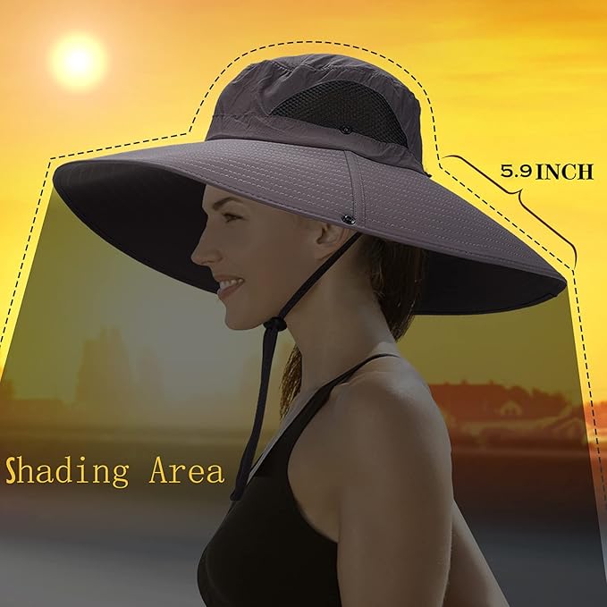 Leotruny Women Super Wide Brim Sun Hat UPF50+ Waterproof Bucket Hat for Fishing, Hiking, Camping
