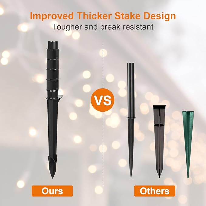 SURAIELEC Outdoor Power Stake Timer, 24-Hour Mechanical Light Timer, Electrical Power Strip Weatherproof, 6FT Extension Cord Multiple Outlet Plug for Patio Lights, Halloween Decorations, ETL Listed