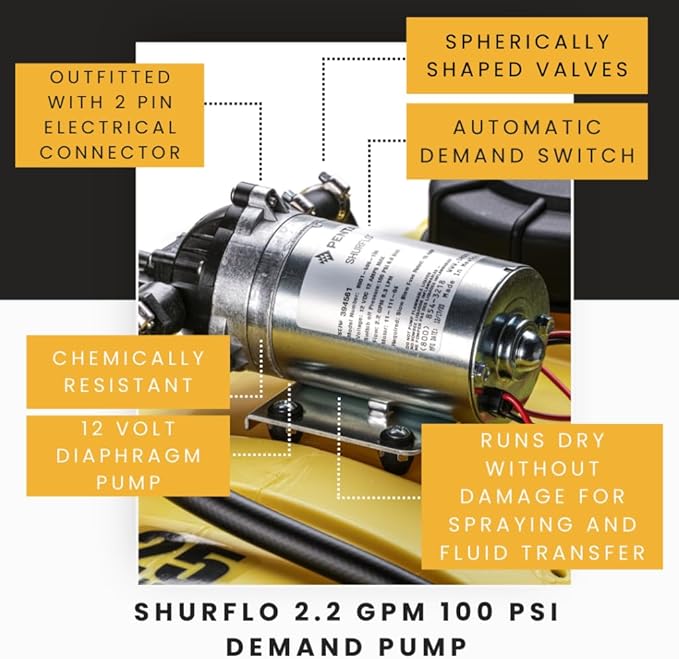 25 Gallon Silver Spot Sprayer – 2.2 GPM SHFLO 12V Pump, Economy Handgun with Adjustable Nozzle, 15’ Hose – Lawn & Garden ATV/UTV Sprayer for Weed & Pest Control