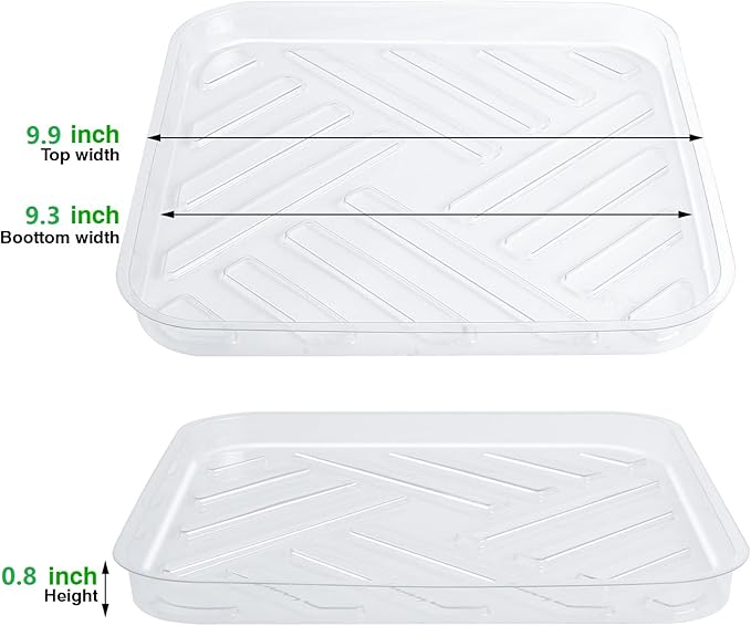 Idyllize 5 Pack 10 Inch of Plastic Plant Saucer, Square Clear Drip Trays for Indoors & Outdoor Plants, Durable Thick Saucer for Flower Pot (10")