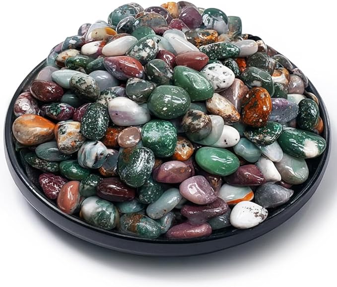 Polished Ocean Jasper Crystal Stone Set - 72 Pcs, 0.5" 10 oz Handpicked Natural Tumbled Gemstones Rocks, Pebbles for Reiki, Chakra, Healing, Home Decor
