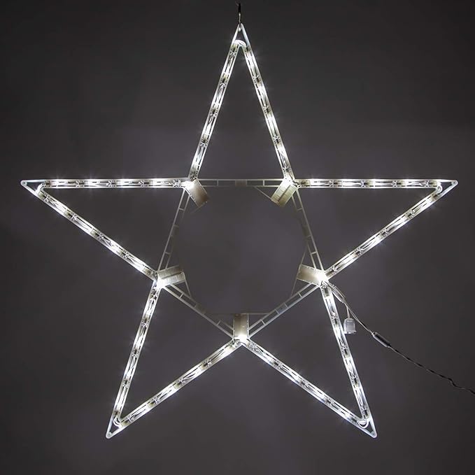 Kringle Traditions 32 Lighted Christmas Outdoor Star - Cool White LED Decoration, Folding Star Decor