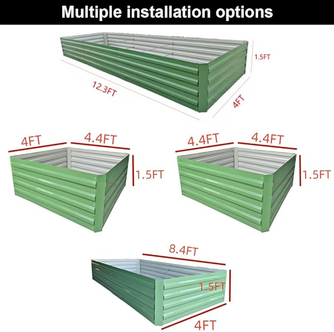 12.3 * 4 * 1.5FT Galvanized Raised Garden Bed,Horticultural Planting Box, Large DIY Planting Boxes, Large Metal Flowerpot Steel Kit