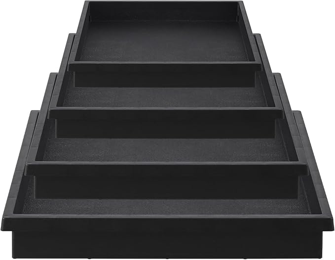 NATSUKY Square Plant Saucer 4 Pack 8 10 12 14 Inch Plant Trays for Indoors Heavy Duty Plastic Flower Plants Saucers for Pots Outdoors No Holes Drip