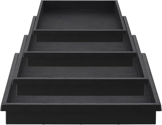 NATSUKY Square Plant Saucer 4 Pack 8 10 12 14 Inch Plant Trays for Indoors Heavy Duty Plastic Flower Plants Saucers for Pots Outdoors No Holes Drip