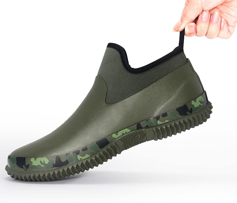 Unisex Waterproof Garden Shoes Ankle Rain Boots Mud Muck Rubber Slip-On Footwear with Comfort Insole for Women Men
