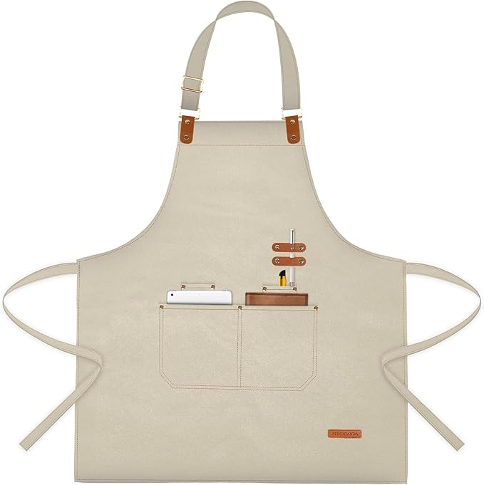 Chef Apron for Men Women with Pockets Adjustable Strap, Water Repellent Apron for Cooking, Baking