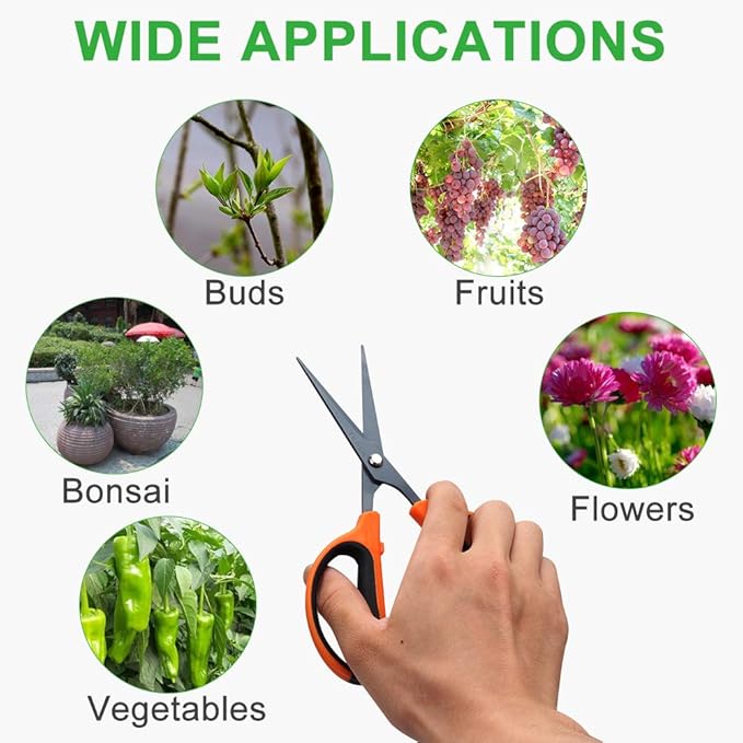 GROWNEER 3 Packs Trimming Scissors Teflon Coated Non Stick Blades Pruning Shears Gardening Hand Pruning Snips with Straight Stainless Steel Precision Blade