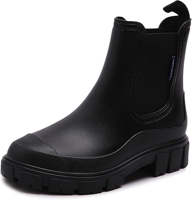 Drecage Womens Rain Boots Waterproof Rubber Garden Shoes Short Ankle Chelsea Boots Slip-Resistant