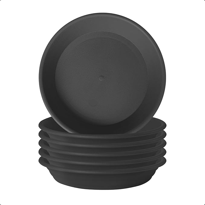 Plant Saucer 6.6 inch (5.2" at Base) Pack of 6, Thick Strong Durable Plastic Planter Water Catcher Trays for Pots Indoors Potted Flower Bottom Drainage Catch Plate Drain Drip Dish for Outdoor