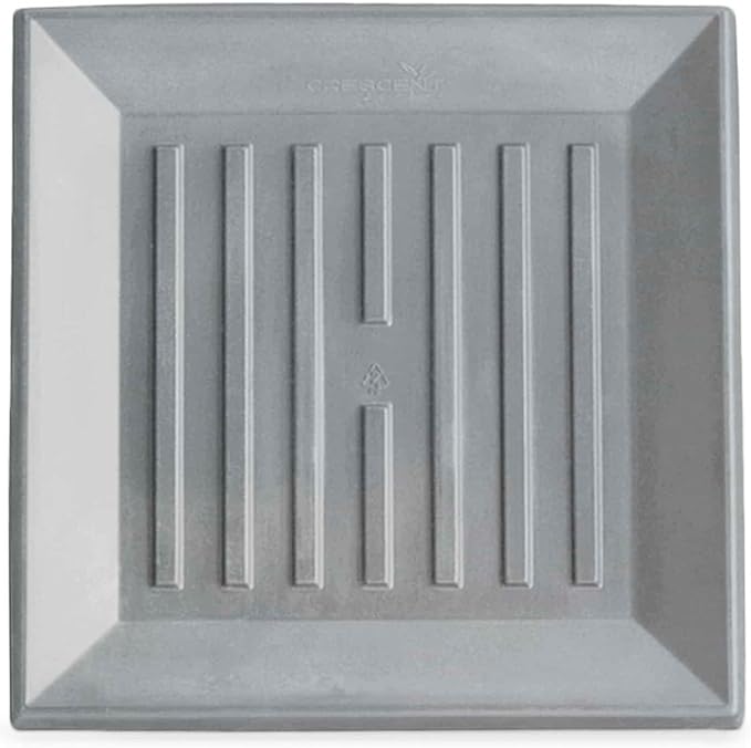 Crescent Garden Universal Square Plant Saucer, Durable Plant Tray for Square Planter, Heavy-Duty Plastic Drainage Dish, Indoor/Outdoor Modern Pot Saucer - 11'' inner x 14.5" outer (Weathered Concrete)