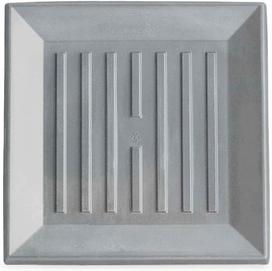 Crescent Garden Universal Square Plant Saucer, Durable Plant Tray for Square Planter, Heavy-Duty Plastic Drainage Dish, Indoor/Outdoor Modern Pot Saucer - 11'' inner x 14.5" outer (Weathered Concrete)