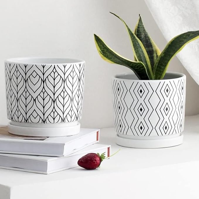 Ceramic Plant Saucer 8 inch White, Planter Water Drip Trays for Indoor Plants, Thick Durable Sturdy Flower Pot Saucers for Glazing Pots Base, Sizes 4-12 inch