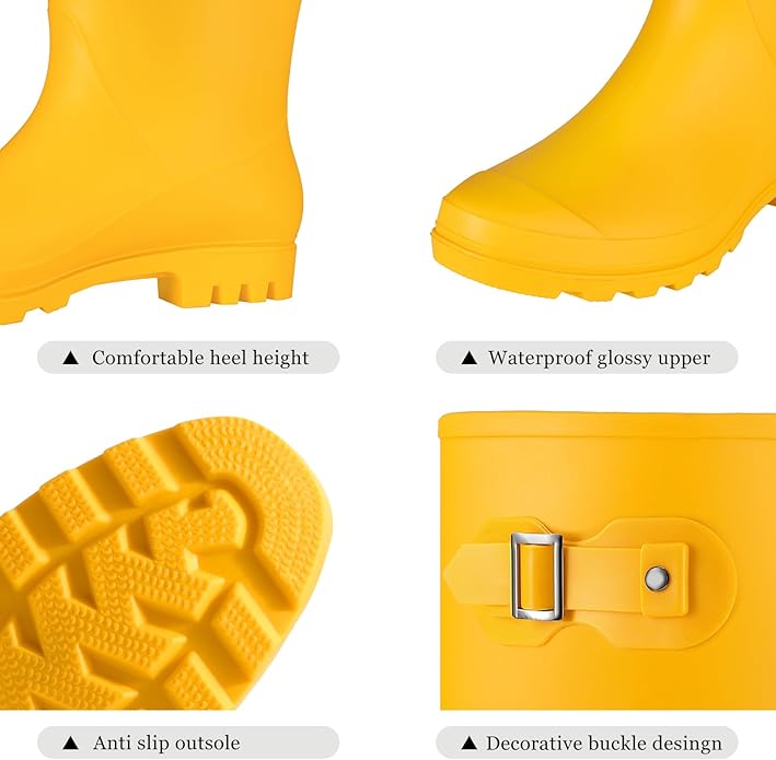 Evshine Women's Mid Calf Rain Boots Waterproof Garden Shoes