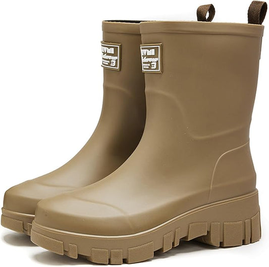 Nutropa Waterproof Mid Calf Women Rain Boots Lightweight Comfortable Wide Calf Garden Shoes