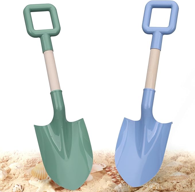 Dilabnba16in/40cm Kids Beach Spades Sand Shovels Toy Gardening Tool, Sturdy Wood Handle ABS Plastic Shovel Scoop Garden Sand Beach Sandbox Backyard Digging Summer Toy for Toddler Boy Girl 3-10(2PCS)