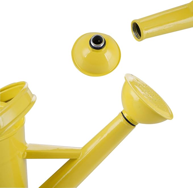 DUSVALLY Metal Watering Can 54.5 Oz Modern Style Watering Pot with Handle and Rosehead, Watering Pot for Outdoor and Indoor House Plants,Yellow