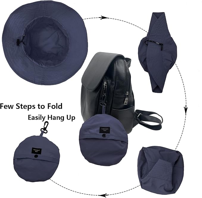 woogwin Waterproof Bucket Rain Hat with Chin Strap Quick Dry Packable Boonie Sun Hat Safari Hat UV Protection