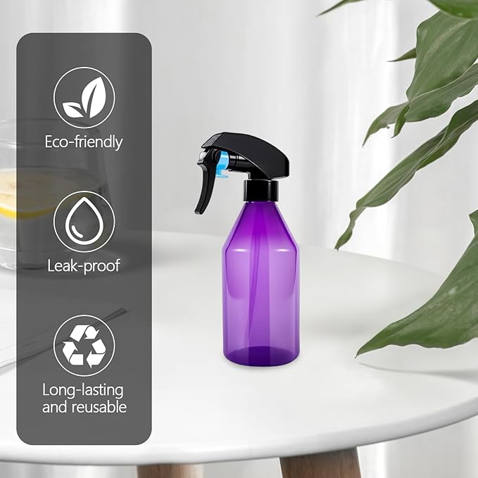 Plant Mister Spray Bottle, 10oz Plastic Fine Mist Spray Bottles, Empty Plant Sprayer Mister Water Spritzer for Gardening, Hair, Cleaning Solutions, Purple (4)