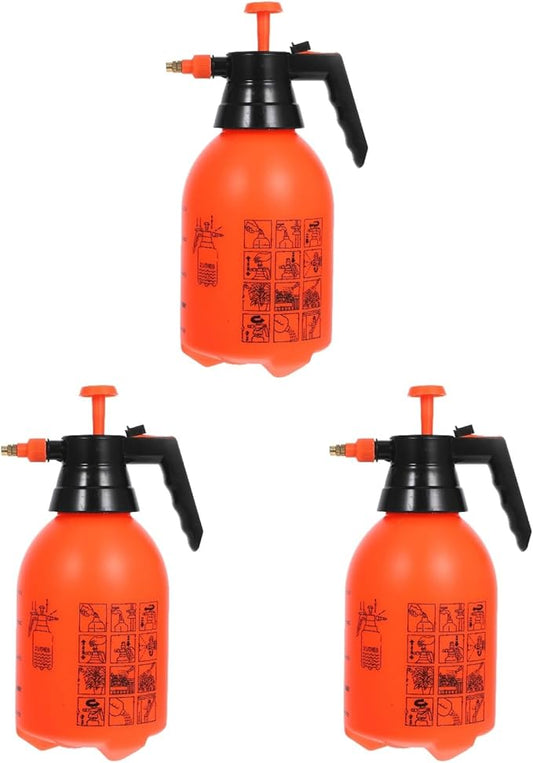 VANZACK 3Pcs 2L Handheld Garden Pump Sprayer Pressure Water Sprayers Mist Pump Bottle Plant Mister Water Spray Bottle with Adjustable Nozzle for Lawn,Garden Watering,Home Cleaning