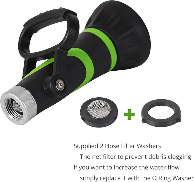 GREEN MOUNT GSFNG98 Garden Hose Nozzle, Fireman's Hose Heavy Duty Nozzle, Premium Constructed Sprayer with Ergonomic Handle for Arthritis