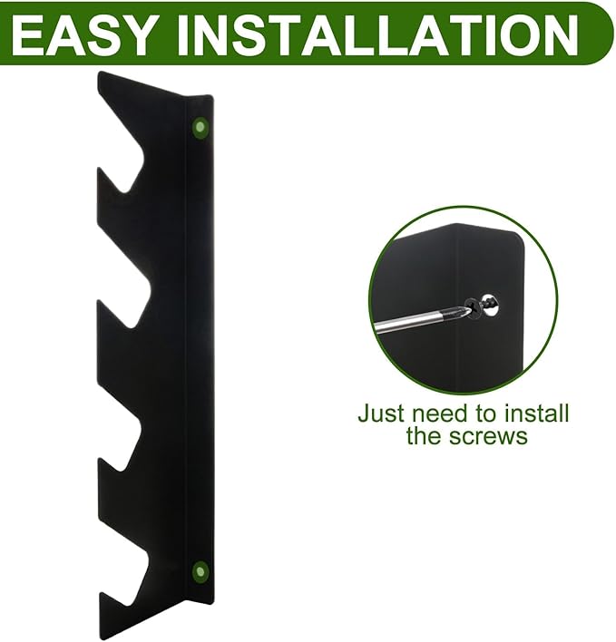 4Pcs Garage Tool Organizer Wall Mount Tool Storage Rack Shed Organization for Shovels, Rakes & Long-Handled Tools, Yard, Garden, Tool Organizers and Storage 15.35×3.94×0.98Inch, Black