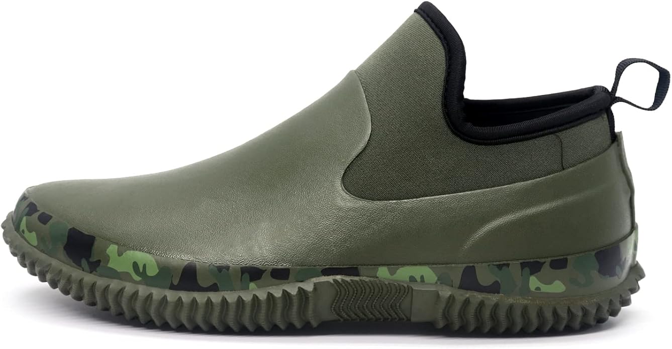 Unisex Waterproof Garden Shoes Ankle Rain Boots Mud Muck Rubber Slip-On Footwear with Comfort Insole for Women Men