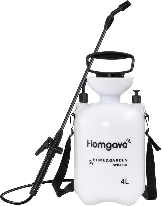 1 Gallon/4L Pump Sprayer, Pressurized Water Spray Bottle with 2 Nozzles, Adjustable Shoulder Strap & Safety Valve, Lawn and Garden Sprayer for Watering, Fertilizing, Cleaning
