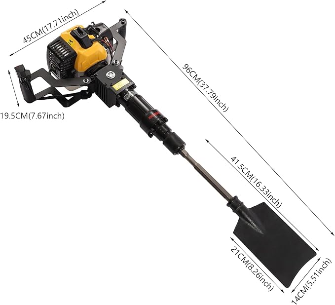 Tree Digger Machine Tree Digger 1250W 2 Stroke 6500RPM Gas Tree Planting Digging Machine Gasoline Planting Garden Tree Digger Shovel Gas Powered Garden Digger Tool Portable Trench Digger-Yellow