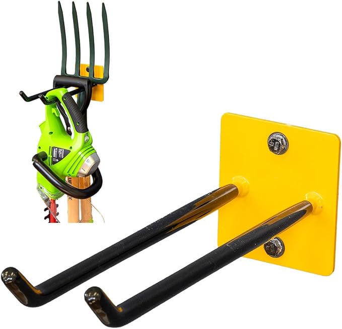 StoreYourBoard Tool Organizer Hook, Wall Mount Garage Storage, Tool Storage for Shovels Rakes Brooms Hoses and More, Rubber-Coated Steel Holds 50 lbs, 12" X 4" X 4.5"