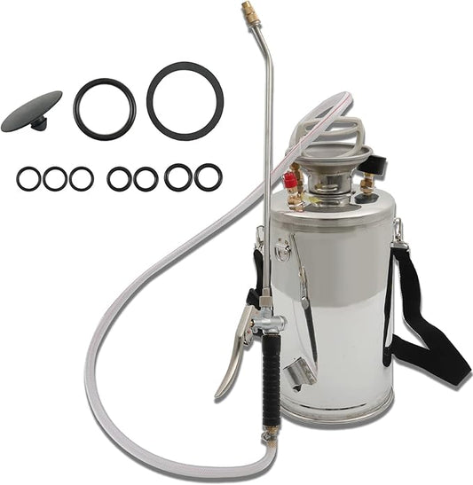 HOSTIC 1.5 Gallon Stainless Steel Sprayer Hand Pump Sprayer with Pressure Gauge Safety Valve Adjustable Nozzle for Gardening Lawn and Cleaning